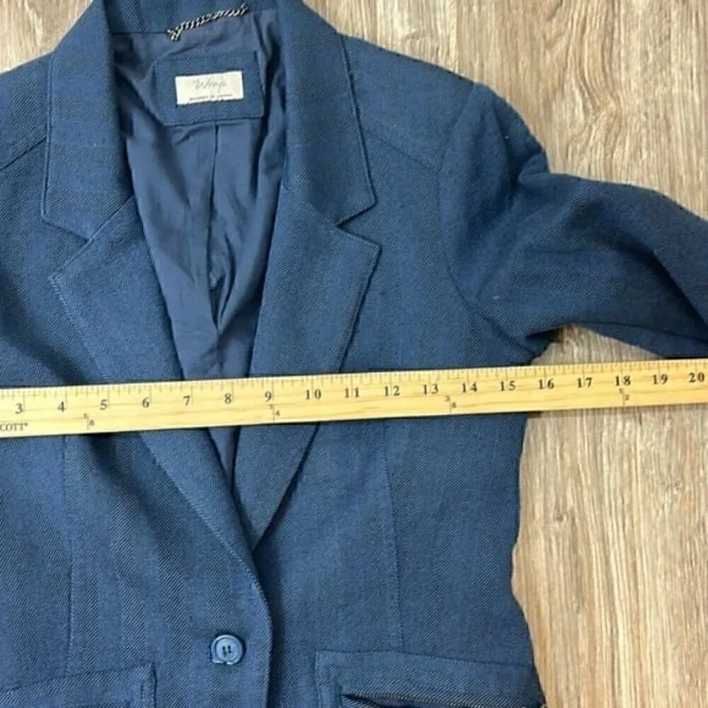 Wrap London  navy one button wool blazer size 4
